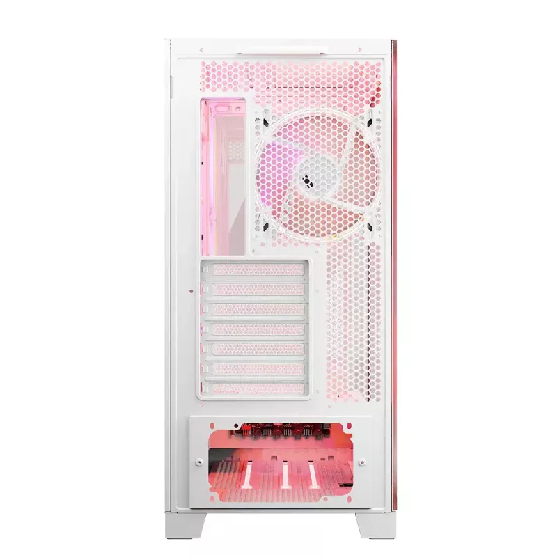 PC Case MODECOM Volcano SPACE APEX ARGB MIDI Tower biały — stal, boczne okno, wentylatory ARGB, USB-C