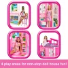 Barbie Getaway Domek dla lalek z lalką, 4 strefy zabawy i 11 akcesoriów dekoracyjnych