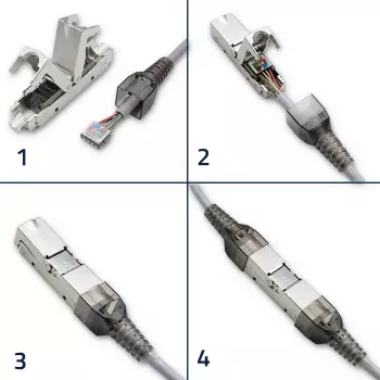 Wtyk RJ45 beznarzędziowy QOLTEC 54540 CAT6 STP do ekranowanych kabli Ethernet