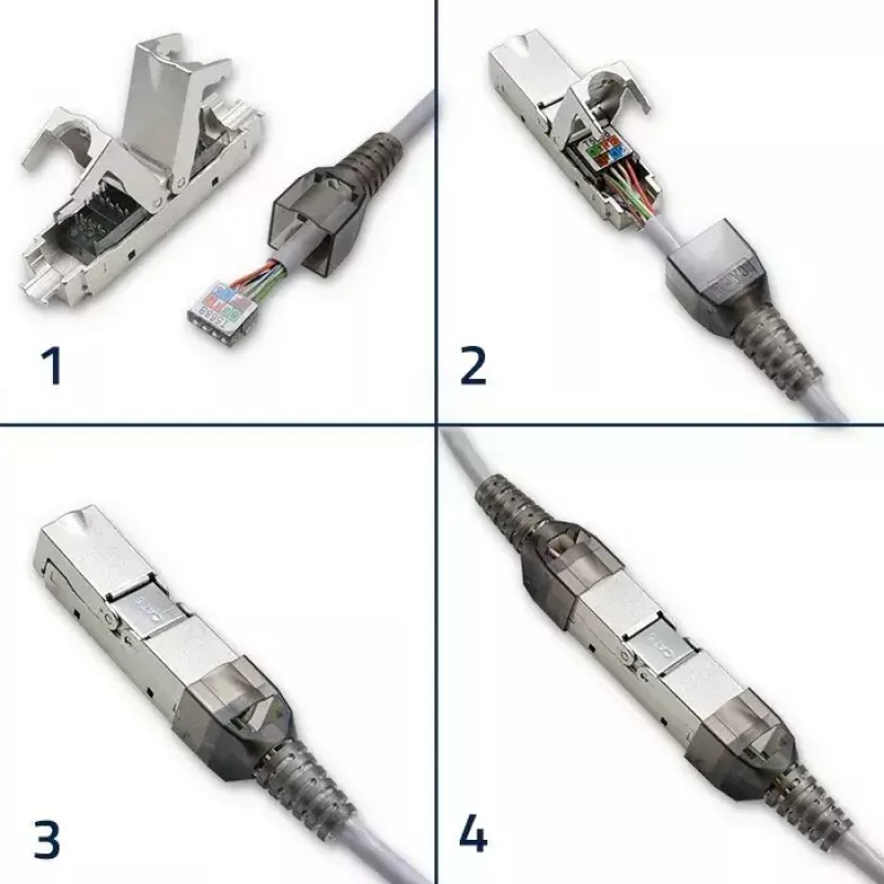 Wtyk RJ45 beznarzędziowy QOLTEC 54540 CAT6 STP do ekranowanych kabli Ethernet