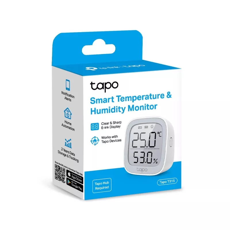 TP-Link Tapo Smart Czujnik Temperatury i Wilgotności, Wewnętrzny, Czujnik temperatury i wilgotności, Wolnostojący, Bezprzewodowy, -20 - 60 °C, 0 - 99%