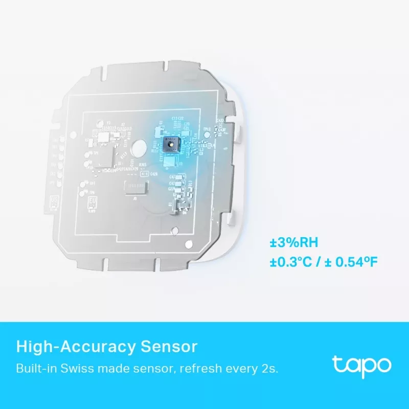 TP-Link Tapo Smart Czujnik Temperatury i Wilgotności, Wewnętrzny, Czujnik temperatury i wilgotności, Wolnostojący, Bezprzewodowy, -20 - 60 °C, 0 - 99%