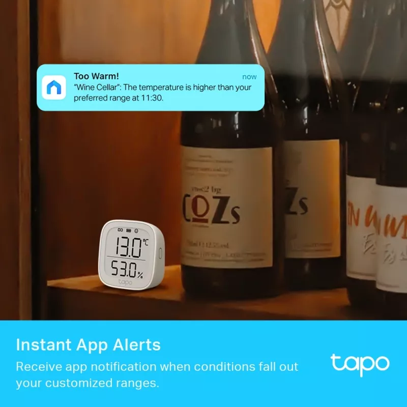 TP-Link Tapo Smart Czujnik Temperatury i Wilgotności, Wewnętrzny, Czujnik temperatury i wilgotności, Wolnostojący, Bezprzewodowy, -20 - 60 °C, 0 - 99%