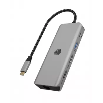 ICY BOX IB-DK4012-CPD Przewodowa USB 3.2 Gen 1 (3.1 Gen 1) Type-C Antracytowa, Czarna