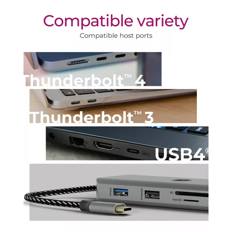 ICY BOX IB-DK4012-CPD Przewodowa USB 3.2 Gen 1 (3.1 Gen 1) Type-C Antracytowa, Czarna