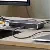 ICY BOX IB-DK4012-CPD Przewodowa USB 3.2 Gen 1 (3.1 Gen 1) Type-C Antracytowa, Czarna