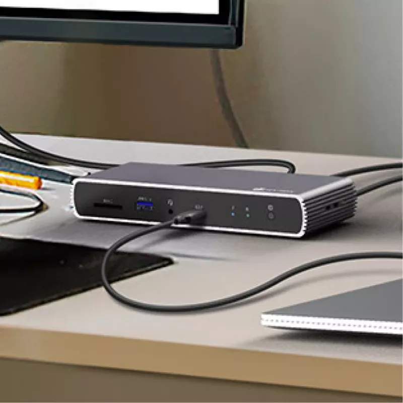 ICY BOX IB-DK4012-CPD Przewodowa USB 3.2 Gen 1 (3.1 Gen 1) Type-C Antracytowa, Czarna