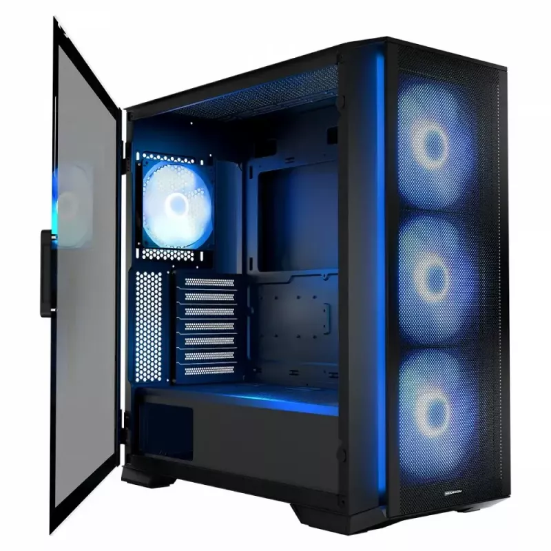 Obudowa PC MODECOM Horizon ARGB FLOW MIDI Czarna — obsługa E-ATX, szkło hartowane, ARGB, USB-C, max GPU 400 mm