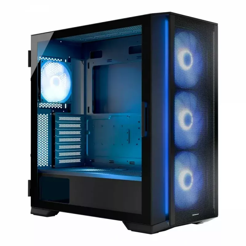 Obudowa PC MODECOM Horizon ARGB FLOW MIDI Czarna — obsługa E-ATX, szkło hartowane, ARGB, USB-C, max GPU 400 mm