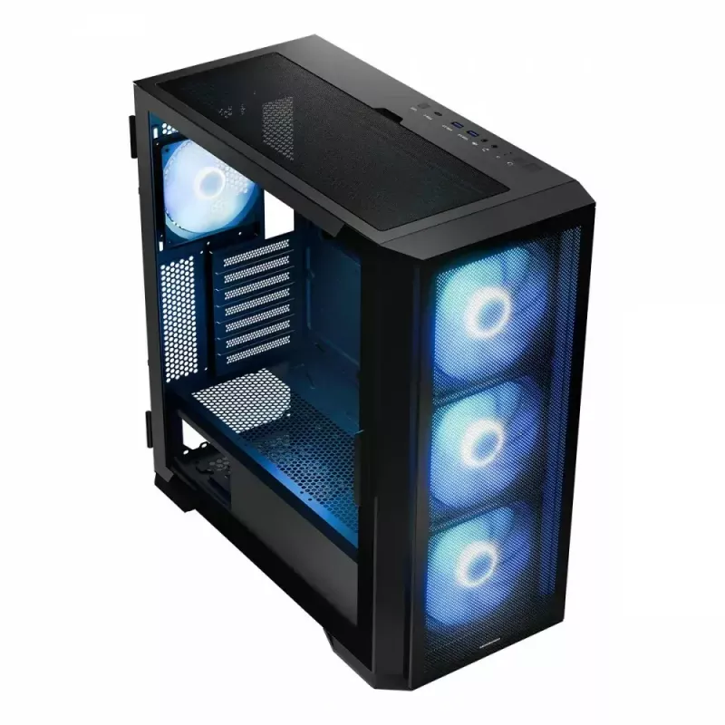 Obudowa PC MODECOM Horizon ARGB FLOW MIDI Czarna — obsługa E-ATX, szkło hartowane, ARGB, USB-C, max GPU 400 mm