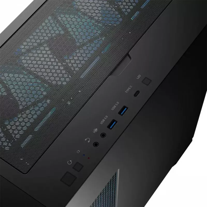Obudowa PC MODECOM Horizon ARGB FLOW MIDI Czarna — obsługa E-ATX, szkło hartowane, ARGB, USB-C, max GPU 400 mm