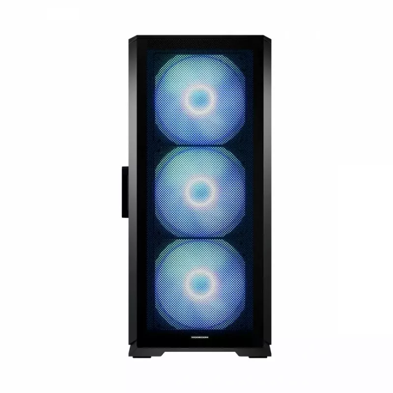 Obudowa PC MODECOM Horizon ARGB FLOW MIDI Czarna — obsługa E-ATX, szkło hartowane, ARGB, USB-C, max GPU 400 mm