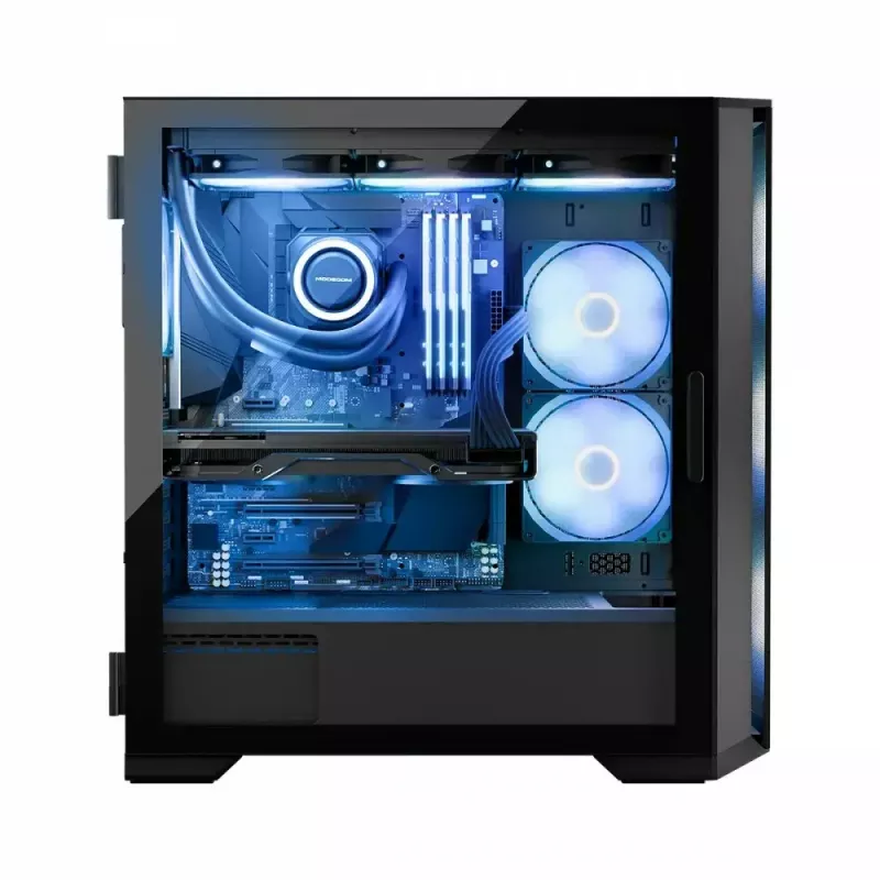 Obudowa PC MODECOM Horizon ARGB FLOW MIDI Czarna — obsługa E-ATX, szkło hartowane, ARGB, USB-C, max GPU 400 mm
