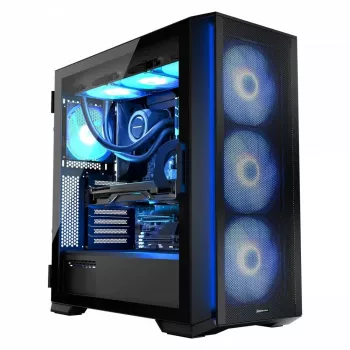 Obudowa PC MODECOM Horizon ARGB FLOW MIDI Czarna — obsługa E-ATX, szkło hartowane, ARGB, USB-C, max GPU 400 mm
