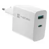 NATEC przewodowa ładowarka sieciowa do urządzeń mobilnych NUC-2142, USB-C PD 3.0 + USB-A, 5–20 V do 3 A, 45 W, biała