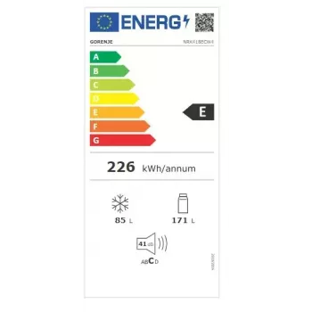 Wolnostojąca lodówka Gorenje NRK418ECW4 — 256 L pojemności całkowitej, 171 L chłodziarka, 85 L zamrażarka, No Frost, Multi-Airflow, biała