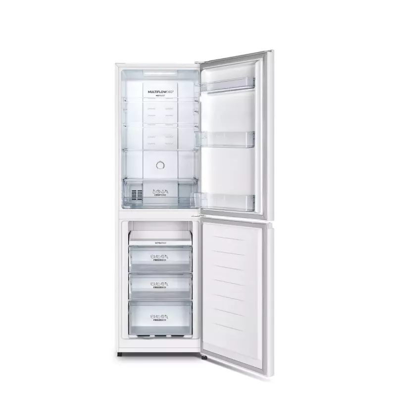 Wolnostojąca lodówka Gorenje NRK418ECW4 — 256 L pojemności całkowitej, 171 L chłodziarka, 85 L zamrażarka, No Frost, Multi-Airflow, biała