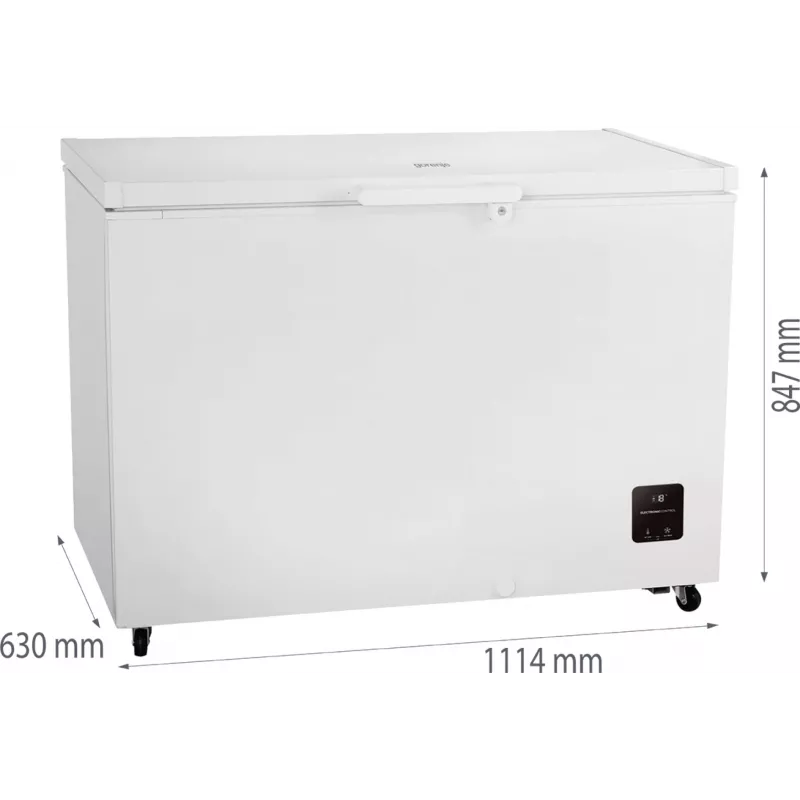 Zamrażarka skrzyniowa Gorenje FH30EAW — 297 L pojemności netto, klasa energetyczna E, wolnostojąca, wyświetlacz, biała