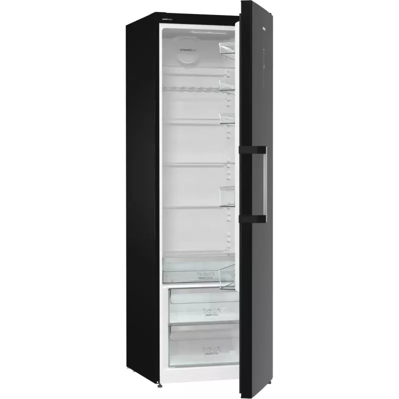 Wolnostojąca lodówka Gorenje R619EABK6, 398 l, czarna, wyświetlacz LED, klasa E, 1850×595×663 mm