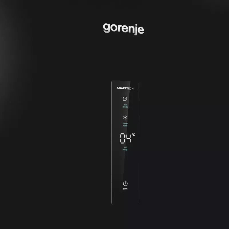 Wolnostojąca lodówka Gorenje R619EABK6, 398 l, czarna, wyświetlacz LED, klasa E, 1850×595×663 mm