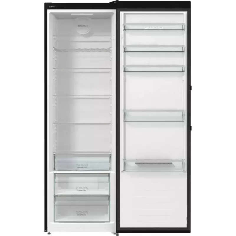 Wolnostojąca lodówka Gorenje R619EABK6, 398 l, czarna, wyświetlacz LED, klasa E, 1850×595×663 mm
