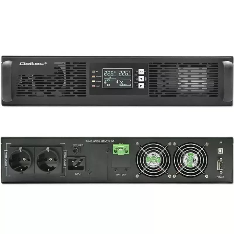 Rack UPS QOLTEC 52286 2 kVA (2000 W) Power Factor 1.0, rack-mountable