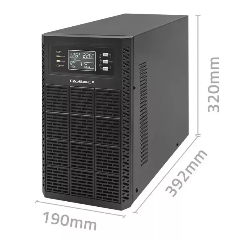 Zasilacz awaryjny QOLTEC 52282 3kVA Line-Interactive z wyświetlaczem LCD
