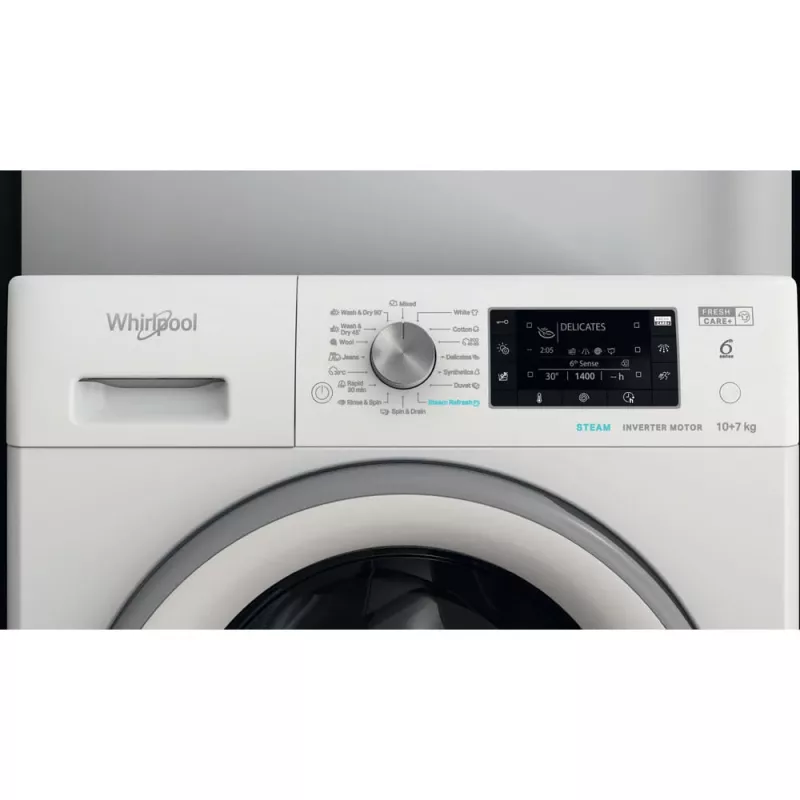 Whirlpool FFWDD 1076258 SV EE pralko-suszarka wolnostojąca ładowana od przodu biała