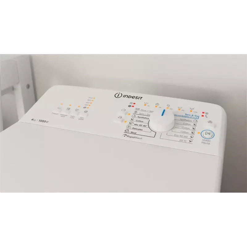 Pralka ładowana od góry Indesit BTW L60400 EE/N — 6 kg, 1000 obr./min, 400×600×900 mm, biały