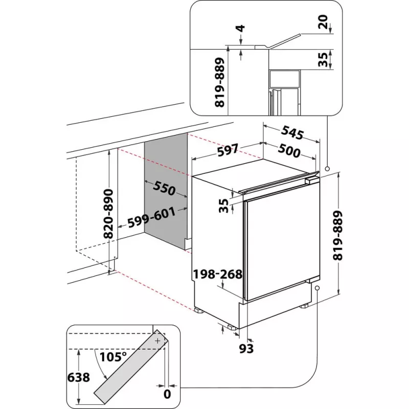Whirlpool WBUF011 lodówko-zamrażarka Undercounter 126 L