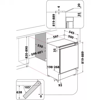 Whirlpool WBUL021 lodówka do zabudowy 144 L biała