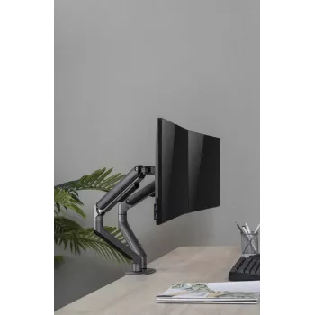 GEMBIRD Regulowane podwójne ramię do monitorów montowane na biurku, Space Grey