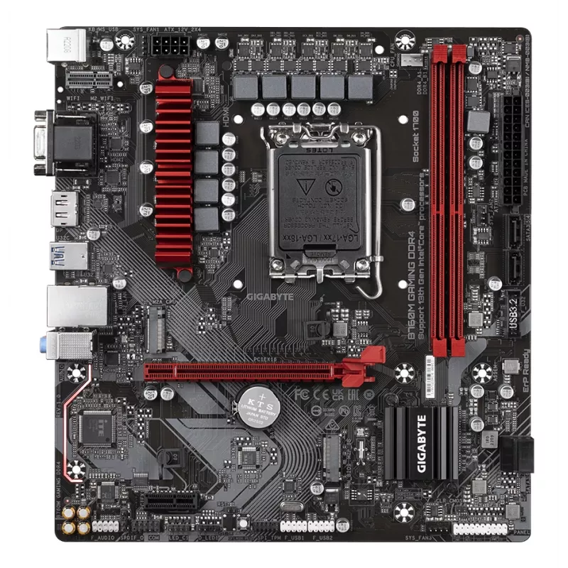 Płyta główna GIGABYTE B760M GAMING DDR4 - obsługa procesorów Intel Core 14. generacji, 6+2+1 fazowa cyfrowa sekcja zasilania, do 5333 MHz DDR4 (OC), 2xPCIe 4.0 M.2, LAN 2.5GbE, USB 3.2 Gen1