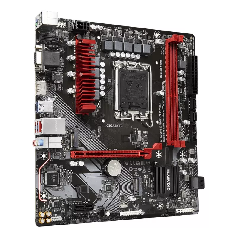 Płyta główna GIGABYTE B760M GAMING DDR4 - obsługa procesorów Intel Core 14. generacji, 6+2+1 fazowa cyfrowa sekcja zasilania, do 5333 MHz DDR4 (OC), 2xPCIe 4.0 M.2, LAN 2.5GbE, USB 3.2 Gen1