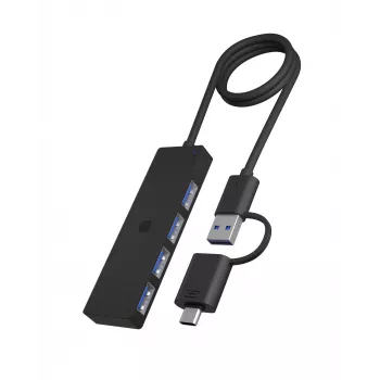 ICY BOX IB-HUB1424-C3 USB 3.2 Gen 1 (3.1 Gen 1) Type-A + Type-C 5000 Mbit/s czarny