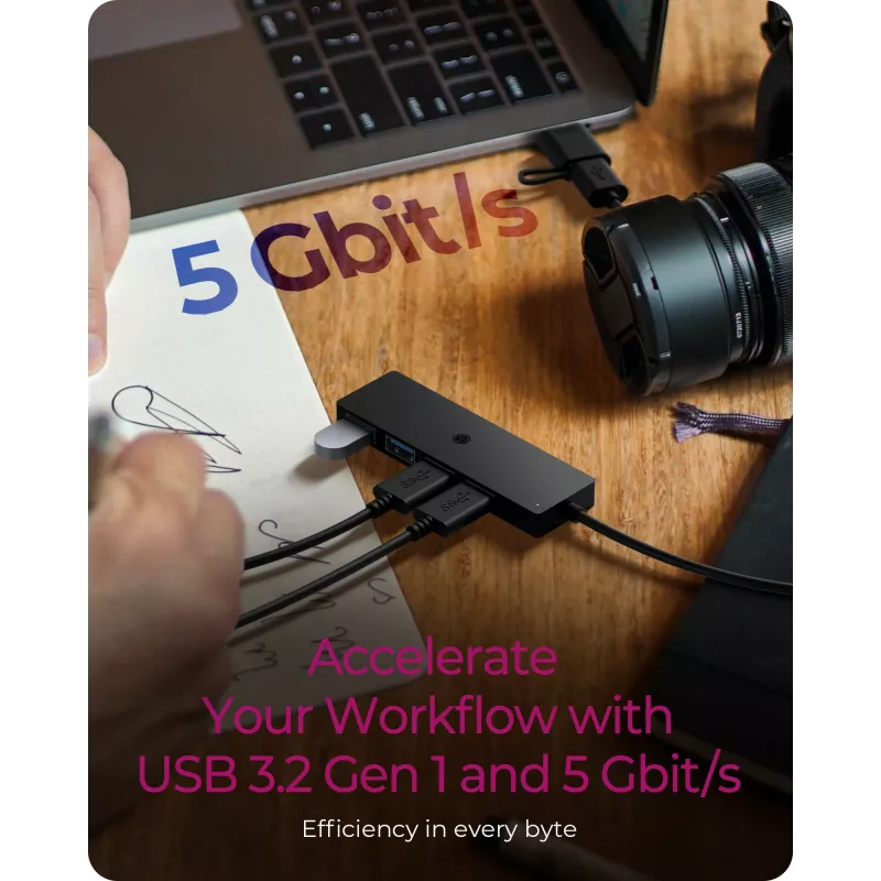 ICY BOX IB-HUB1424-C3 USB 3.2 Gen 1 (3.1 Gen 1) Type-A + Type-C 5000 Mbit/s czarny