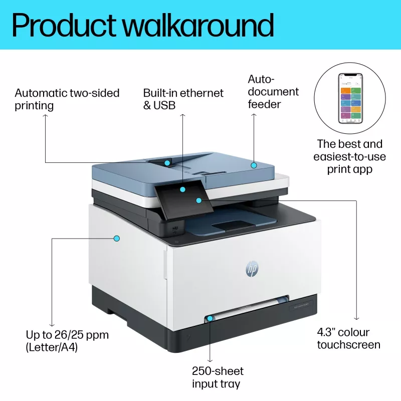 HP Color LaserJet Pro MFP 3302fdn, Laser, Druk kolorowy, 600 x 600 DPI, A4, Druk bezpośredni, Niebieski