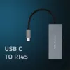 Qoltec 50352 Karta interfejsu RJ-45 USB Type-C Żeński Szary