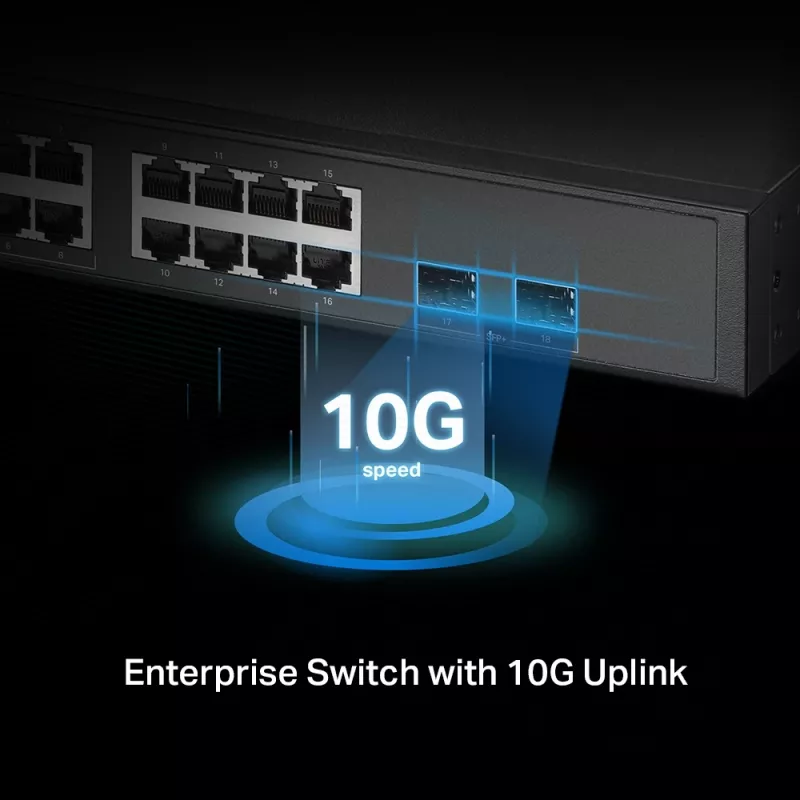TP-Link Omada 16-portowy 2.5G i 2-portowy 10GE SFP+ przełącznik zarządzalny L2+ z 8 portami PoE+