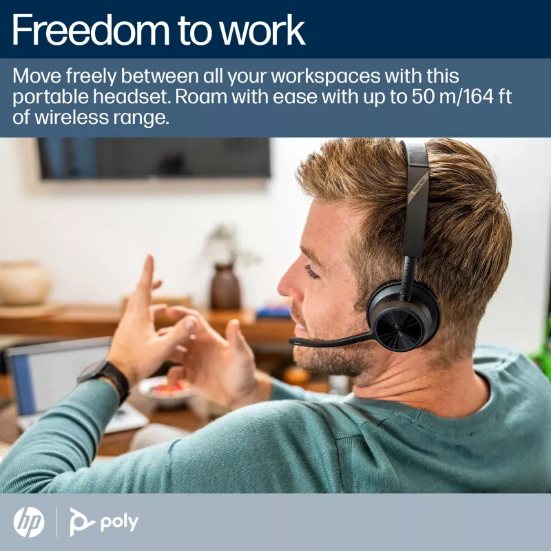 HP Poly Voyager 4320-M Microsoft Teams Certyfikowany Zestaw słuchawkowy +dongle BT700 +Podstawa ładująca