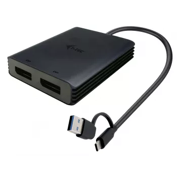 Adapter wideo i-tec USB-A/USB-C Dual 4K/60 Hz DisplayPort, 0,27 m, USB Type-A/USB Type-C, 2 x DisplayPort, męski, żeński, 3840 x 2160 pikseli