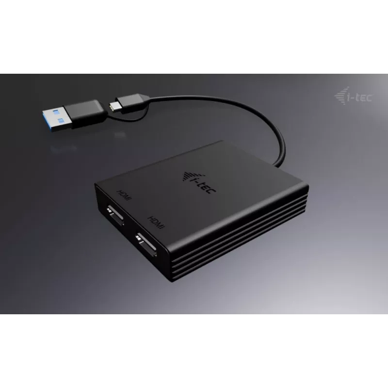 Adapter wideo i-tec USB-A/USB-C Dual 4K/60 Hz DisplayPort, 0,27 m, USB Type-A/USB Type-C, 2 x DisplayPort, męski, żeński, 3840 x 2160 pikseli