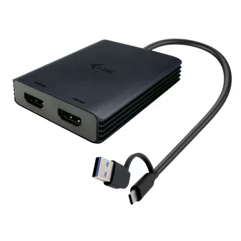 i-tec USB-A/USB-C Dual 4K/60 Hz HDMI Video Adapter, 0,27 m, USB Type-A/USB Type-C, 2 x HDMI, Męski, Żeński, 3840 x 2160 pikseli
