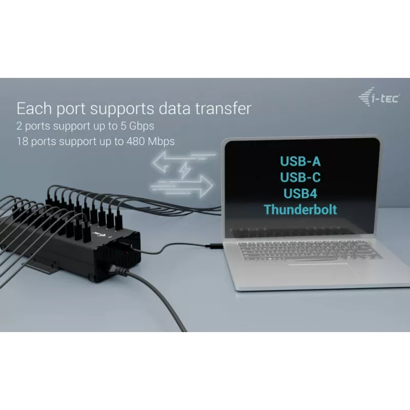 i-tec USB-C/USB-A Metal Charging + data HUB, 15W na port, 20x USB-C