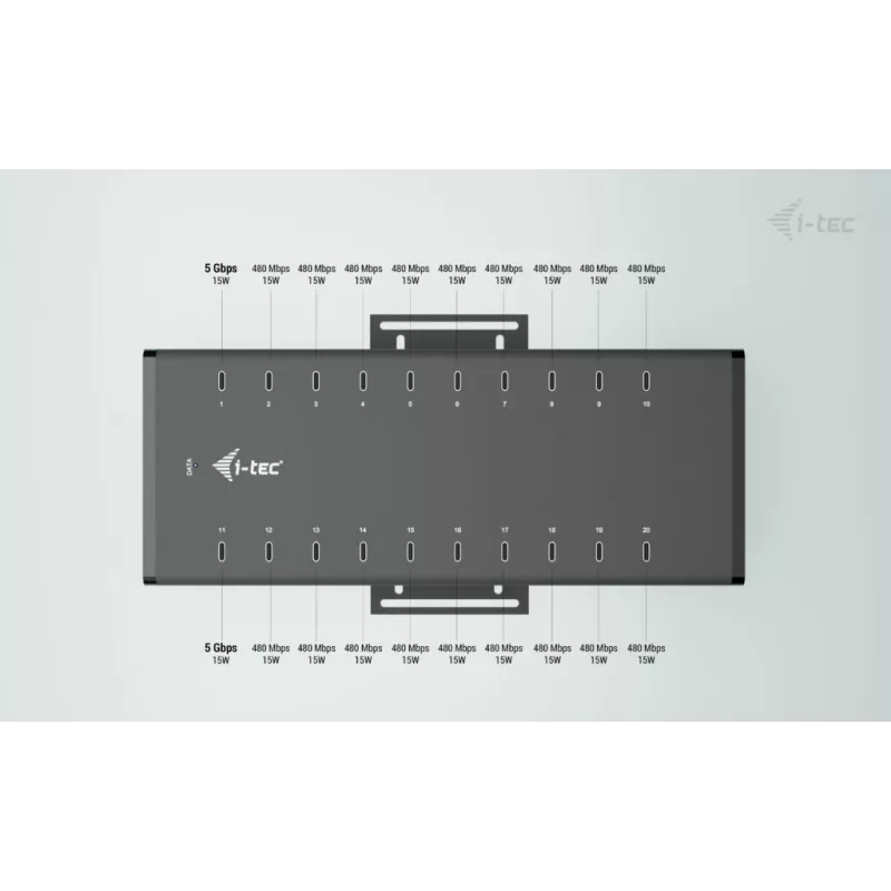 i-tec USB-C/USB-A Metal Charging + data HUB, 15W na port, 20x USB-C