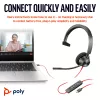 Zestaw słuchawkowy monofoniczny HP Poly Czarnywire 3310 z certyfikatem Microsoft Teams, USB-C + adapter USB-C/A