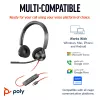 HP Poly Czarnywire 3320 stereofoniczny zestaw słuchawkowy USB-C +przejściówka USB-C/A
