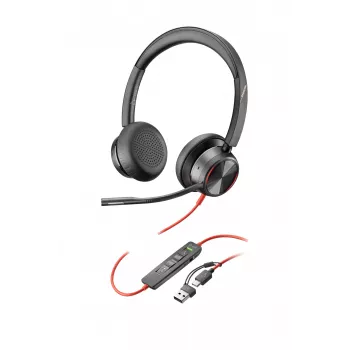 HP Poly Czarnywire 8225 Stereo USB-C Headset +USB-C/A Adapter