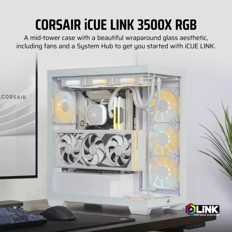 Obudowa PC CORSAIR - Icue Link 3500x RGB Mid-tower - biała