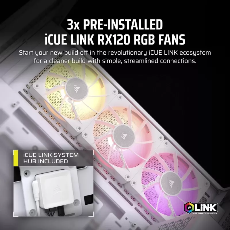 Obudowa PC CORSAIR - Icue Link 3500x RGB Mid-tower - biała